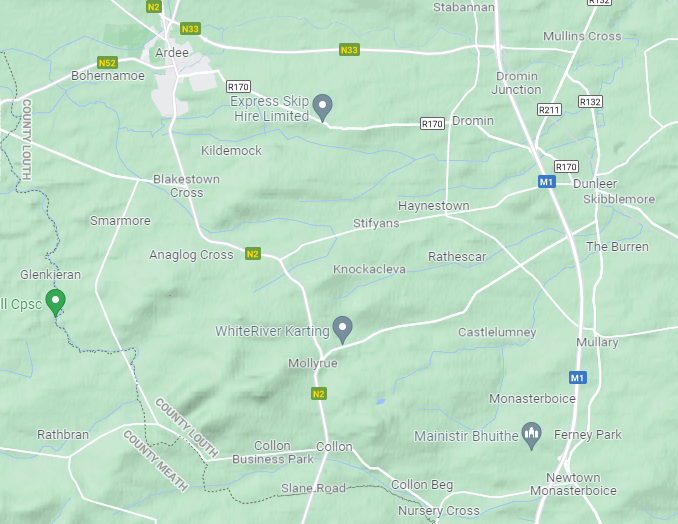 Map of the ridges of Breagh with Collon and Monasterboice